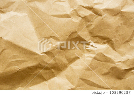 Brown crumpled paper recycled kraft sheet texture background 108296287