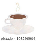 湯気が立つ、手描き風の紅茶のイラスト(ホワイトのマグカップとソーサー) 108296904
