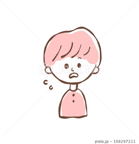 焦る表情の女の子シンプルのイラスト素材 [108297211] - PIXTA