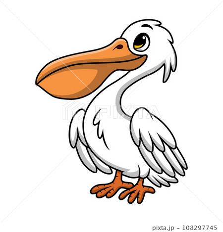 Cute pelican cartoon on white background Cute pelican cartoon on white background 108297745