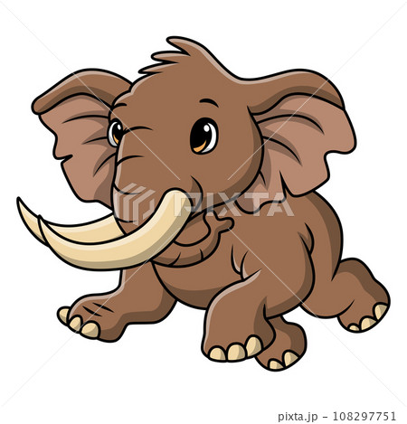 Cute mammoth cartoon on white background Cute mammoth cartoon on white background 108297751