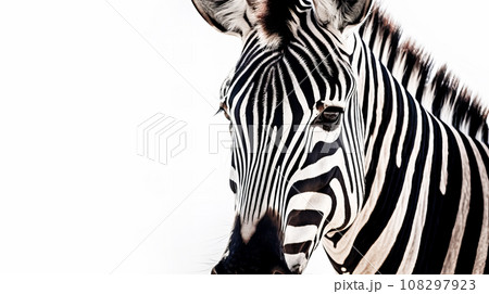 白背景のシマウマ 108297923