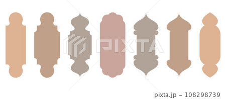 Ramadan shapes of windows and doors design. Islamic arches with Turkish ornament. Muslim oriental templates for banner and decor. Vector symbols 108298739