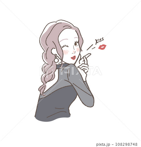 魅力的 投げキスをする女性のイラスト 魅力的 投げキスをする女性のイラスト 108298748