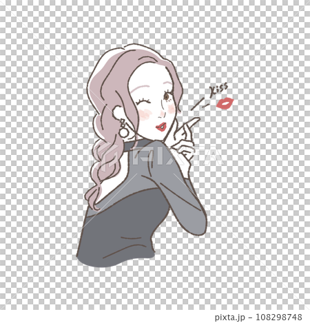 魅力的 投げキスをする女性のイラスト 魅力的 投げキスをする女性のイラスト 108298748
