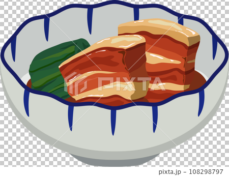 Japanese-style small bowl of braised pork with spinach 108298797