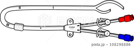 血液透析用ダブルルーメンカテーテル(カフ付き,先端スプリット型)のイラスト 108298886