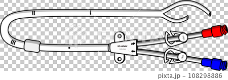 血液透析用ダブルルーメンカテーテル(カフ付き,先端スプリット型)のイラスト 108298886