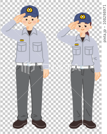 敬礼する救急救命士の全身イラスト　医療従事者 108298971