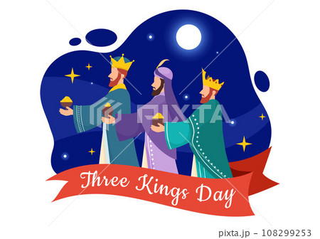 Happy Three Kings Day Vector Illustration to Faith on the Divinity of Jesus Since His Coming to the World in Epiphany Christian Festival Background 108299253