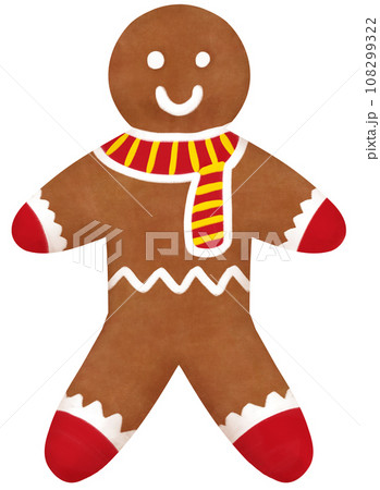 Christmas gingerbread man wearing knittted scarft Christmas gingerbread man wearing knittted scarft 108299322