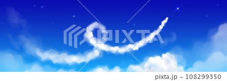 Plane speed trail smoke in night starry sky vector 108299350