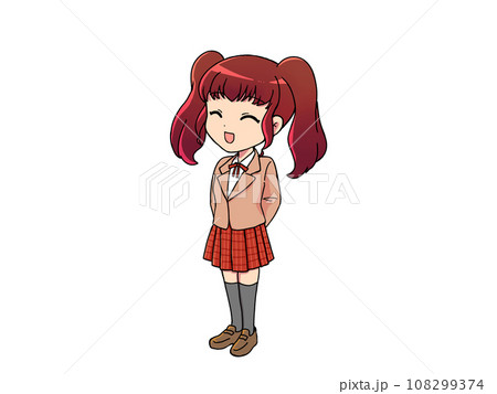 笑顔のツインテールの女子学生 笑顔のツインテールの女子学生 108299374