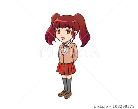 明るい表情のツインテールの女子学生 明るい表情のツインテールの女子学生 108299375