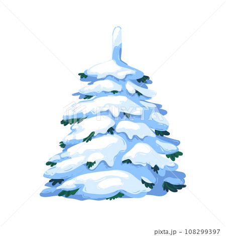 In winter, the pine is covered with snow. Vector In winter, the pine is covered with snow. Vector 108299397
