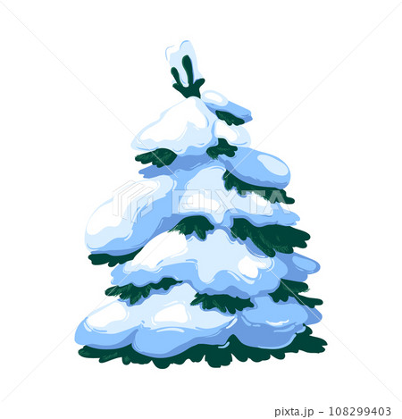 In winter, the pine is covered with snow. Vector In winter, the pine is covered with snow. Vector 108299403