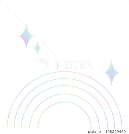 Modern minimalist y2k aesthetic line element trendy linear frame with star, geometric form. Arch frame with sparkle twinkle simple decorative hologram pastel style border 108299469