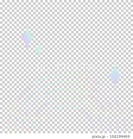 Modern minimalist y2k aesthetic line element trendy linear frame with star, geometric form. Arch frame with sparkle twinkle simple decorative hologram pastel style border 108299469