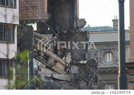 The building destroyed by NATO bombing - Serbia 108299574