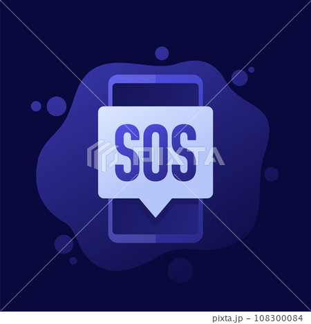 SOS message in a phone icon, vector design SOS message in a phone icon, vector design 108300084