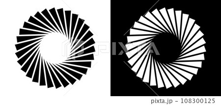 Abstract background with lines in circle. Art design spiral as logo or icon. A black figure on a white background and an equally white figure on the black side. 108300125