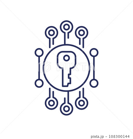 private key, encryption line icon private key, encryption line icon 108300144