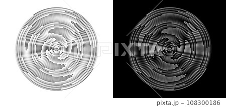 Abstract background with lines in circle. Art design spiral as logo or icon. A black figure on a white background and an equally white figure on the black side. 108300186
