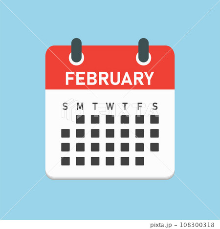 Vector template icon page calendar, month February 108300318