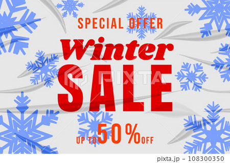 Winter Sale Banner template, snowflakes background 108300350