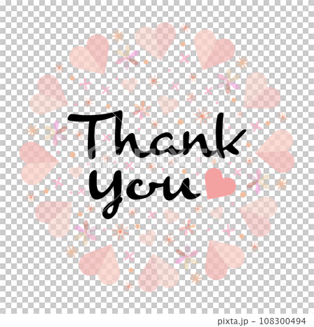 Vector image of a thank you message surrounded by hearts - thank you Vector image of a thank you message surrounded by hearts - thank you 108300494