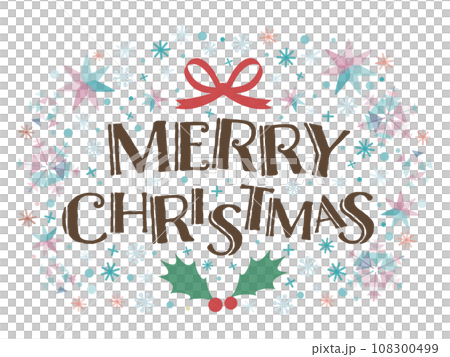 クリスマスリース風のハッピークリスマスメッセージのベクター画像・merry christmas クリスマスリース風のハッピークリスマスメッセージのベクター画像・merry christmas 108300499