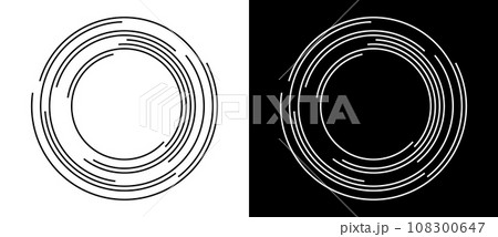 Abstract background with lines in circle. Art design spiral as logo or icon. A black figure on a white background and an equally white figure on the black side. 108300647