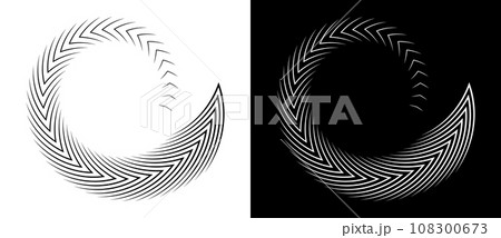 Abstract background with arrows in circle. Art design spiral as logo or icon. A black figure on a white background and an equally white figure on the black side. 108300673