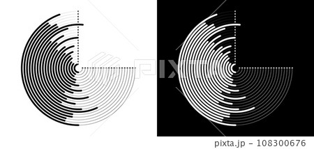 Abstract background with lines in circle. Art design spiral as logo or icon. A black figure on a white background and an equally white figure on the black side. 108300676