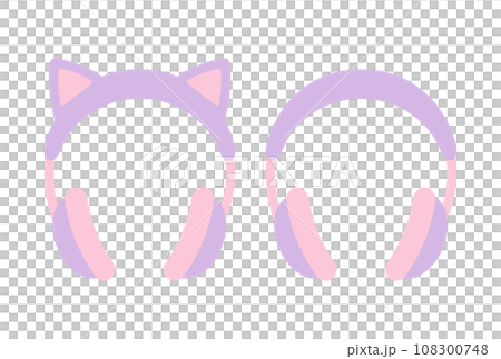 Illustration set of cute cat ear headphones 108300748