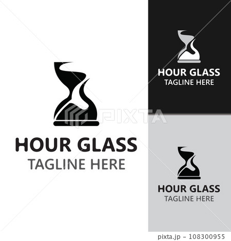 Hourglass logo ancient vintage style object design template flat vector 108300955