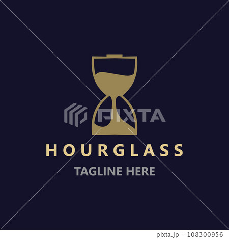 Hourglass logo ancient vintage style object design template flat vector 108300956