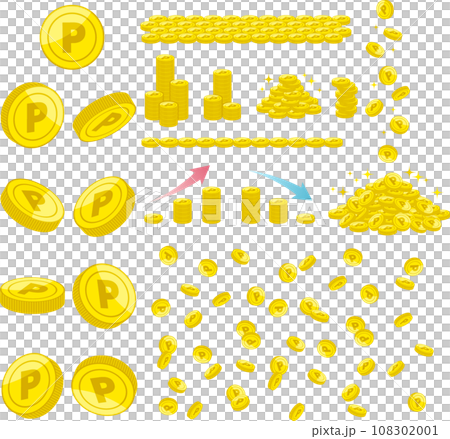 Summary of illustration set of point coins with P mark Summary of illustration set of point coins with P mark 108302001