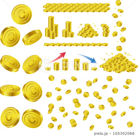 Cマークのついたコインのイラストセットまとめ 108302066