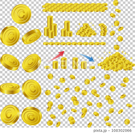 Cマークのついたコインのイラストセットまとめ 108302066