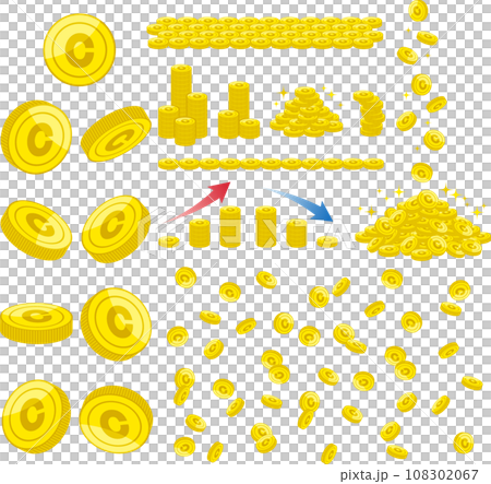 Cマークのついたコインのイラストセットまとめ 108302067