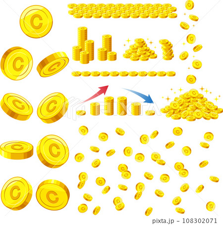 Cマークのついたコインのイラストセットまとめ Cマークのついたコインのイラストセットまとめ 108302071
