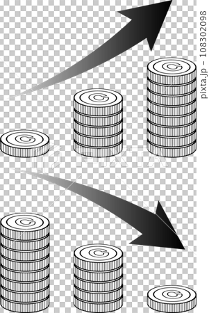 まっすぐ積みあがるCマークのついたコイングラフ上下 108302098
