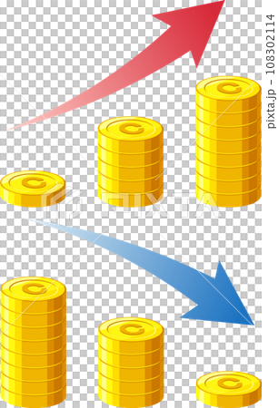 まっすぐ積みあがるCマークのついたコイングラフ上下 まっすぐ積みあがるCマークのついたコイングラフ上下 108302114