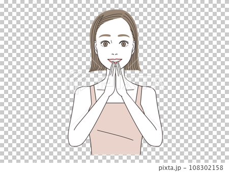 雙手合十看起來很幸福的女人 108302158