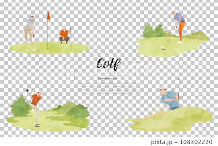 Vector illustration material: play golf, set 108302220