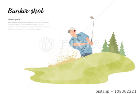 ベクターイラスト素材：ゴルフ、バンカーショット 108302221