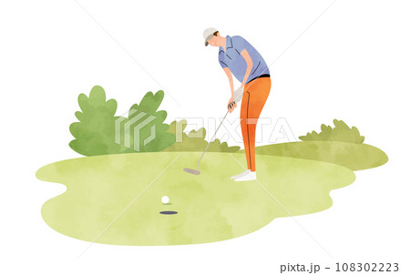 ベクターイラスト素材：ゴルフする男性 108302223