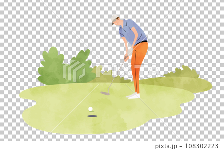ベクターイラスト素材：ゴルフする男性 108302223
