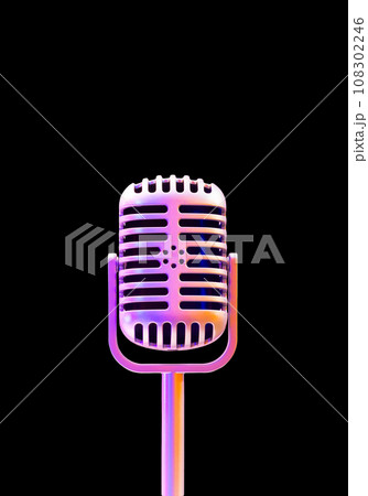 retro condenser microphone, isolated on black retro condenser microphone, isolated on black 108302246